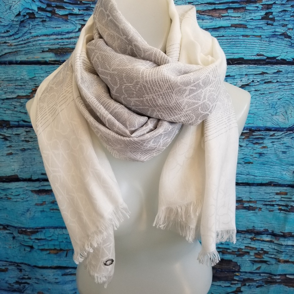 Calvin Klein Scarf Logo White and Silver